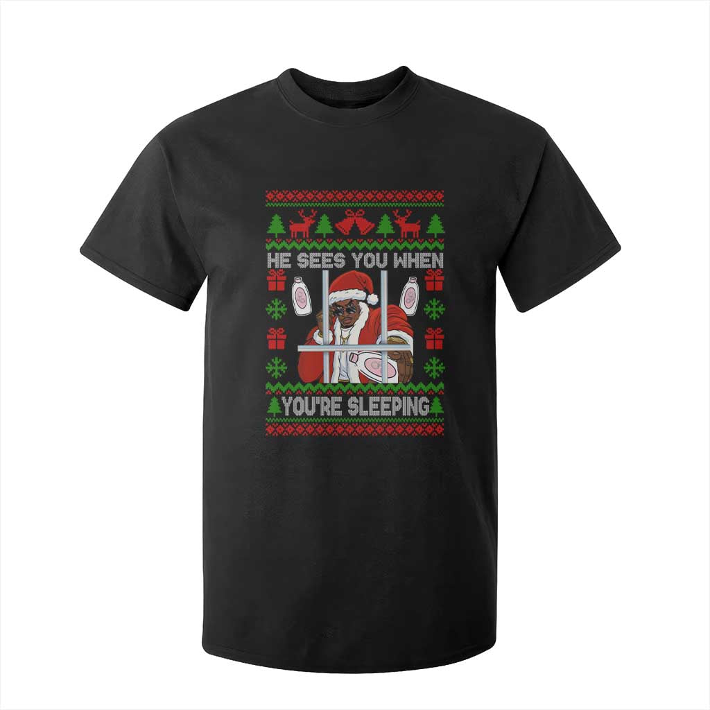 Funny Christmas Diddy T Shirt For Kid Diddy Sees You When Youre Sleeping Dirty Ugly Xmas TS10 Black Print Your Wear