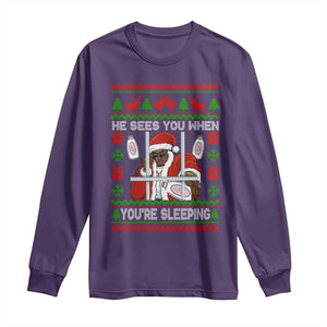 Funny Christmas Diddy Long Sleeve Shirt Diddy Sees You When Youre Sleeping Dirty Ugly Xmas TS10 Purple Print Your Wear