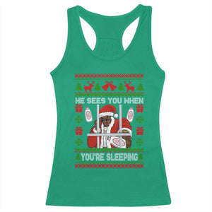 Funny Christmas Diddy Racerback Tank Top Diddy Sees You When Youre Sleeping Dirty Ugly Xmas - Print Your Wear