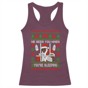 Funny Christmas Diddy Racerback Tank Top Diddy Sees You When Youre Sleeping Dirty Ugly Xmas TS10 Maroon Print Your Wear