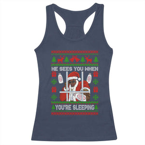 Funny Christmas Diddy Racerback Tank Top Diddy Sees You When Youre Sleeping Dirty Ugly Xmas TS10 Navy Print Your Wear