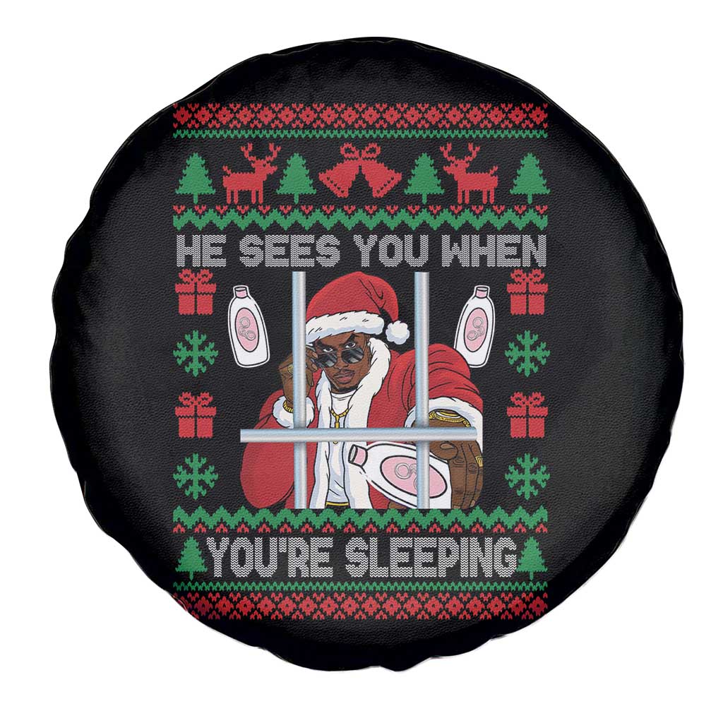 Funny Christmas Diddy Spare Tire Cover Diddy Sees You When Youre Sleeping Dirty Ugly Xmas TS10 Print Your Wear