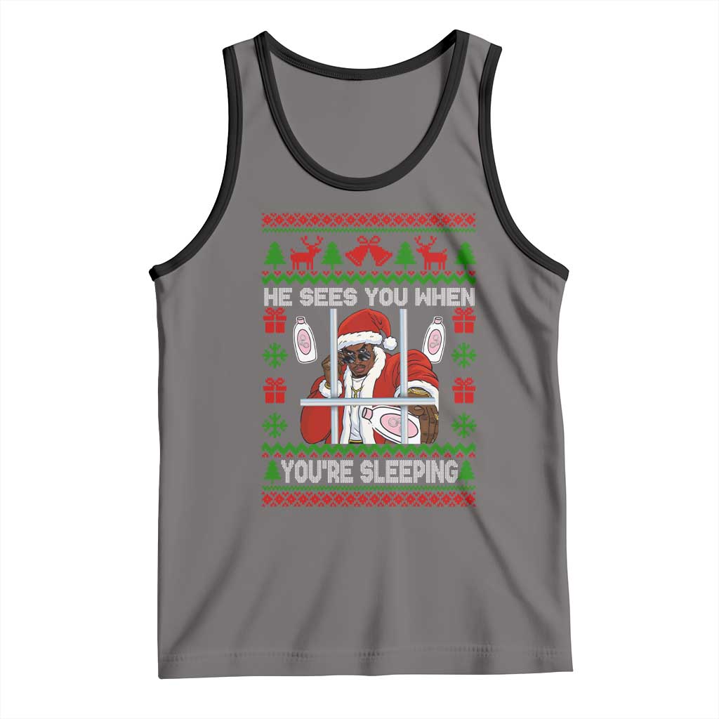 Funny Christmas Diddy Tank Top Diddy Sees You When Youre Sleeping Dirty Ugly Xmas - Print Your Wear