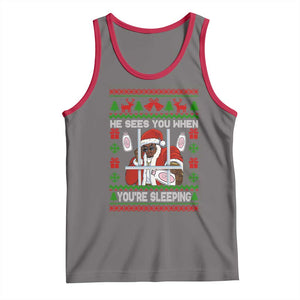 Funny Christmas Diddy Tank Top Diddy Sees You When Youre Sleeping Dirty Ugly Xmas TS10 Deep Heather Red Print Your Wear