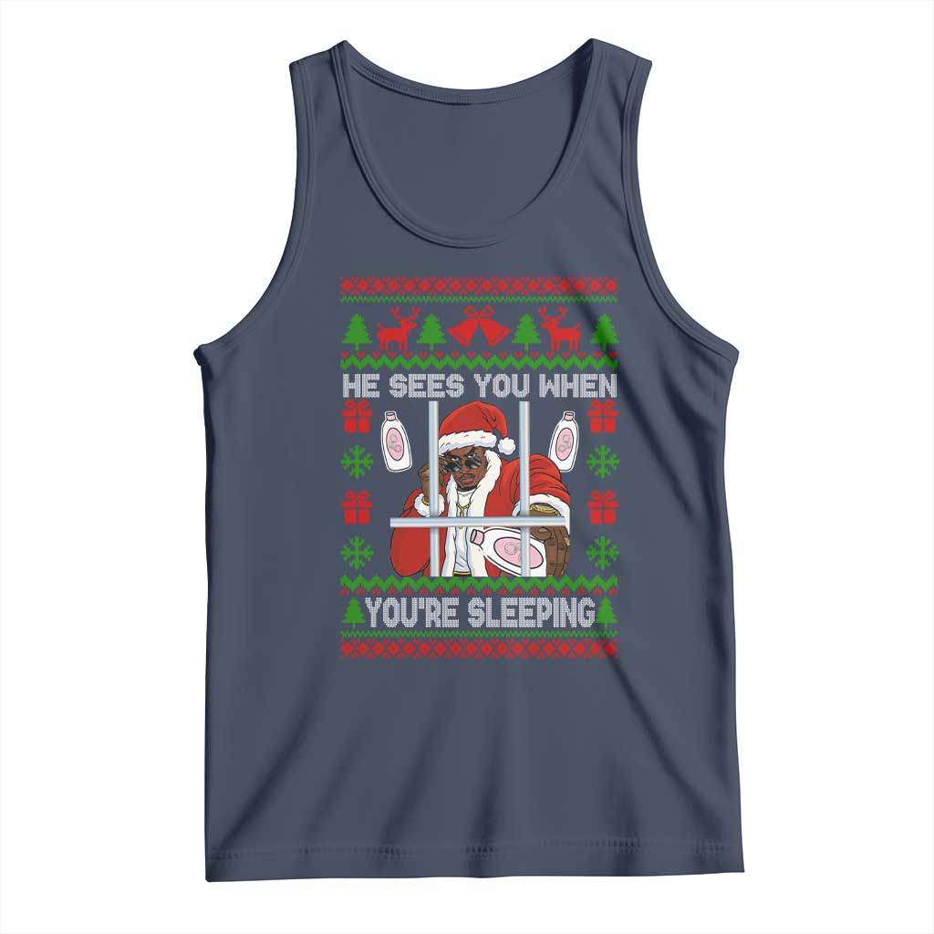 Funny Christmas Diddy Tank Top Diddy Sees You When Youre Sleeping Dirty Ugly Xmas - Print Your Wear