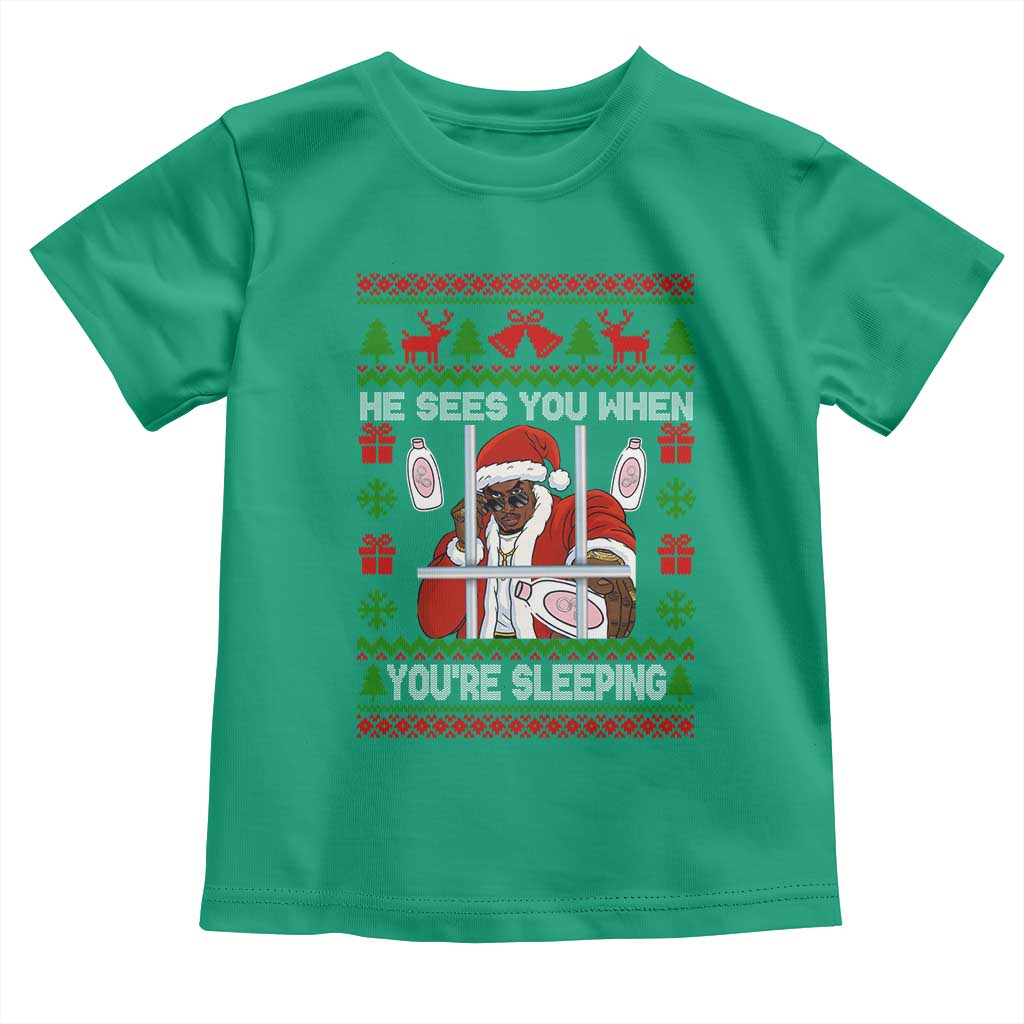 Funny Christmas Diddy Toddler T Shirt Diddy Sees You When Youre Sleeping Dirty Ugly Xmas TS10 Irish Green Print Your Wear
