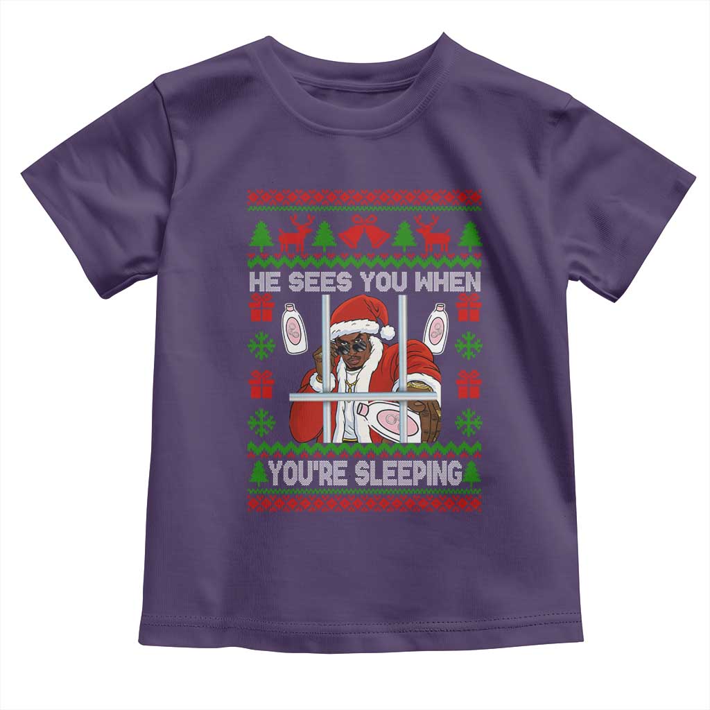 Funny Christmas Diddy Toddler T Shirt Diddy Sees You When Youre Sleeping Dirty Ugly Xmas TS10 Purple Print Your Wear