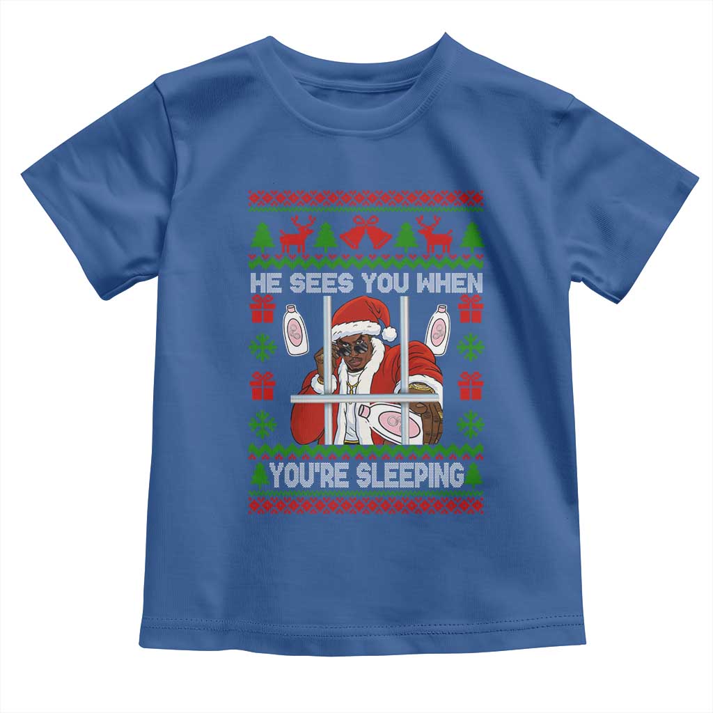 Funny Christmas Diddy Toddler T Shirt Diddy Sees You When Youre Sleeping Dirty Ugly Xmas TS10 Royal Blue Print Your Wear