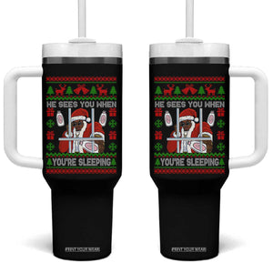 Funny Christmas Diddy Tumbler With Handle Diddy Sees You When Youre Sleeping Dirty Ugly Xmas TS10 One Size: 40 oz Black Print Your Wear