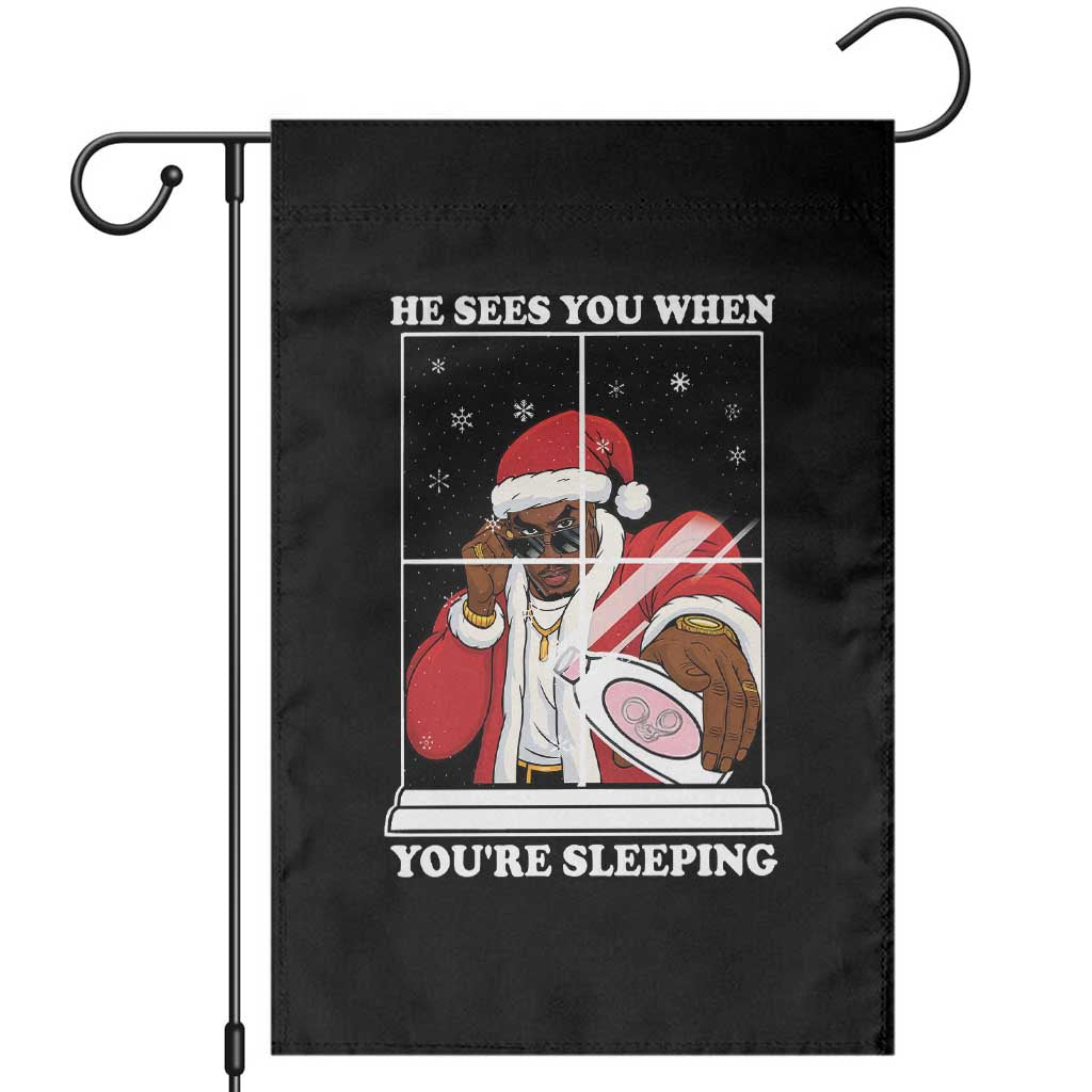 Funny Christmas Diddy Garden Flag He Sees You When Youre Sleeping Dirty Ugly Xmas TS10 Black Print Your Wear