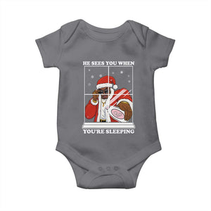 Funny Christmas Diddy Baby Onesie He Sees You When Youre Sleeping Dirty Ugly Xmas TS10 Charcoal Print Your Wear