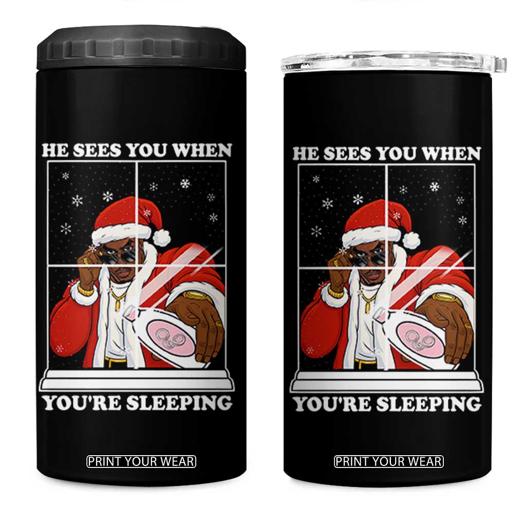 Funny Christmas Diddy 4 in 1 Can Cooler Tumbler He Sees You When Youre Sleeping Dirty Ugly Xmas TS10 One Size: 16 oz Black Print Your Wear