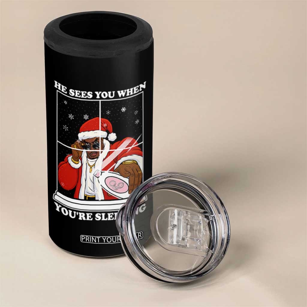 Funny Christmas Diddy 4 in 1 Can Cooler Tumbler He Sees You When Youre Sleeping Dirty Ugly Xmas TS10 Print Your Wear