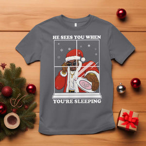 Funny Christmas Diddy T Shirt He Sees You When Youre Sleeping Dirty Ugly Xmas TS10 Charcoal Print Your Wear