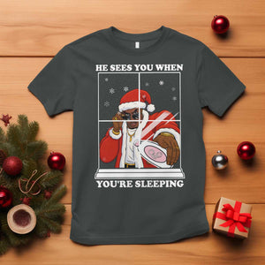 Funny Christmas Diddy T Shirt He Sees You When Youre Sleeping Dirty Ugly Xmas TS10 Dark Heather Print Your Wear