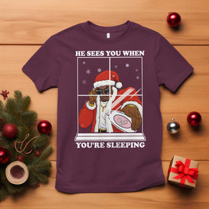 Funny Christmas Diddy T Shirt He Sees You When Youre Sleeping Dirty Ugly Xmas TS10 Maroon Print Your Wear