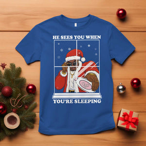 Funny Christmas Diddy T Shirt He Sees You When Youre Sleeping Dirty Ugly Xmas TS10 Royal Blue Print Your Wear