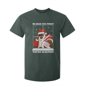 Funny Christmas Diddy T Shirt For Kid He Sees You When Youre Sleeping Dirty Ugly Xmas TS10 Dark Forest Green Print Your Wear
