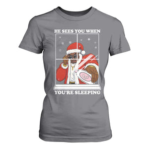 Funny Christmas Diddy T Shirt For Women He Sees You When Youre Sleeping Dirty Ugly Xmas TS10 Charcoal Print Your Wear