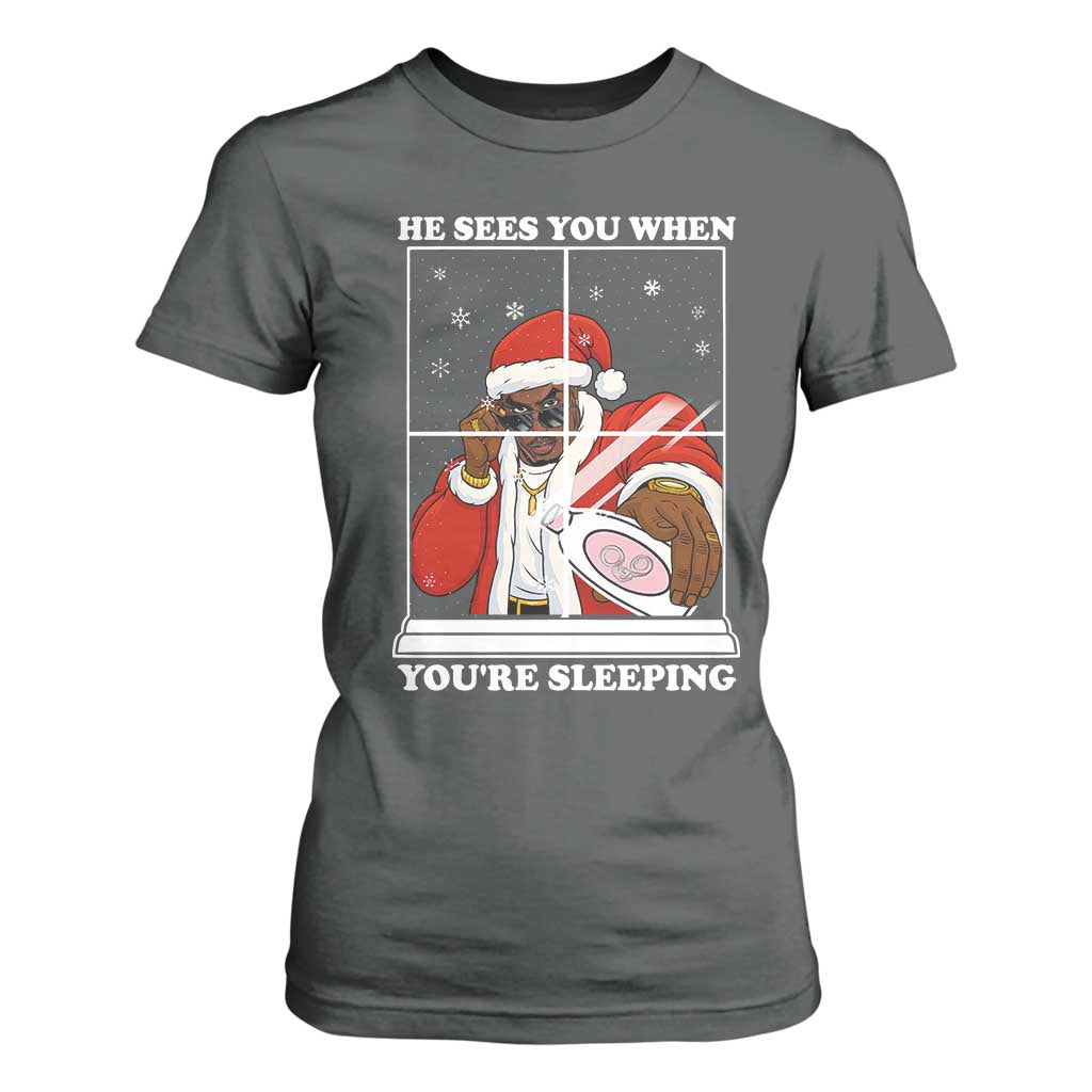 Funny Christmas Diddy T Shirt For Women He Sees You When Youre Sleeping Dirty Ugly Xmas TS10 Dark Heather Print Your Wear