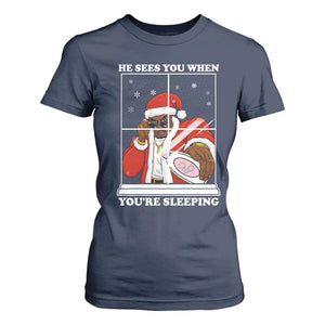 Funny Christmas Diddy T Shirt For Women He Sees You When Youre Sleeping Dirty Ugly Xmas TS10 Navy Print Your Wear