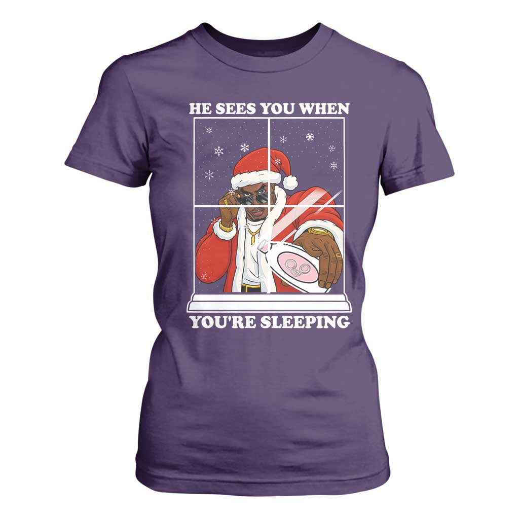 Funny Christmas Diddy T Shirt For Women He Sees You When Youre Sleeping Dirty Ugly Xmas TS10 Purple Print Your Wear