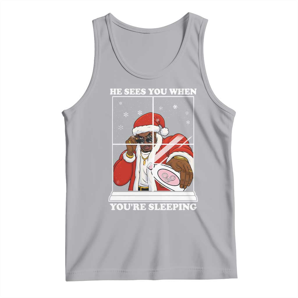 Funny Christmas Diddy Tank Top He Sees You When Youre Sleeping Dirty Ugly Xmas TS10 Athletic Heather Print Your Wear