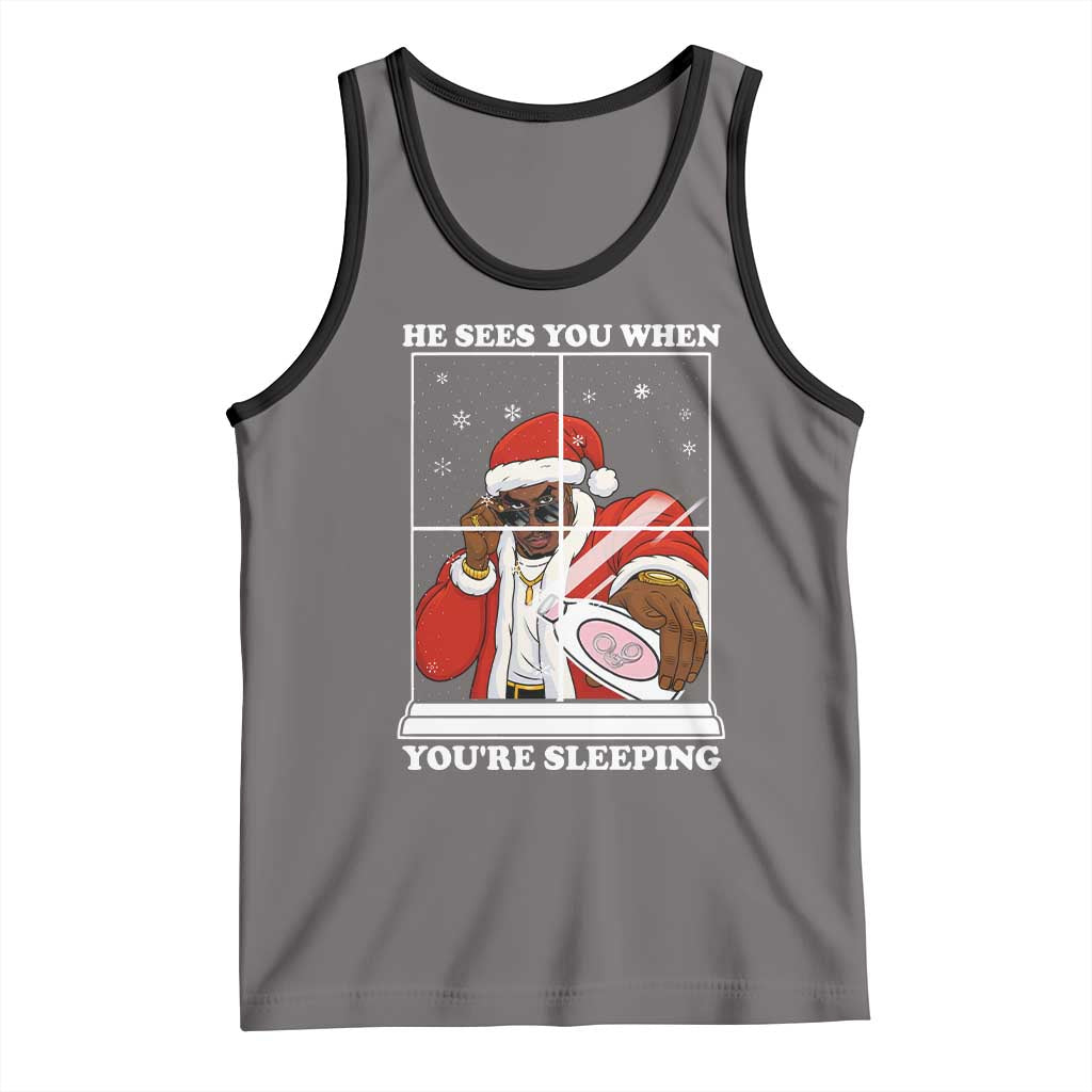 Funny Christmas Diddy Tank Top He Sees You When Youre Sleeping Dirty Ugly Xmas TS10 Deep Heather Black Print Your Wear