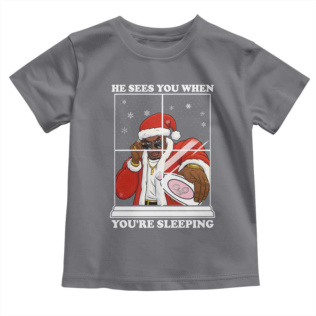 Funny Christmas Diddy Toddler T Shirt He Sees You When Youre Sleeping Dirty Ugly Xmas TS10 Charcoal Print Your Wear