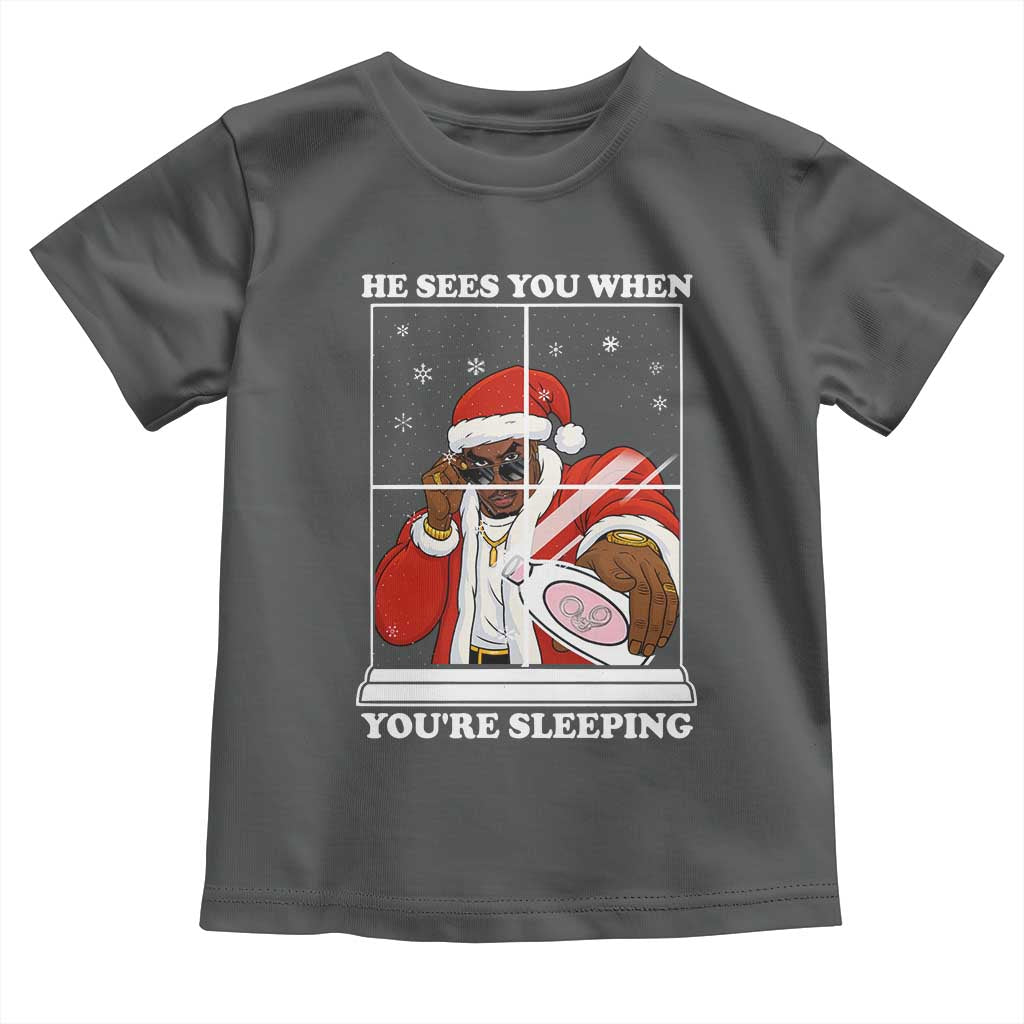 Funny Christmas Diddy Toddler T Shirt He Sees You When Youre Sleeping Dirty Ugly Xmas TS10 Dark Heather Print Your Wear