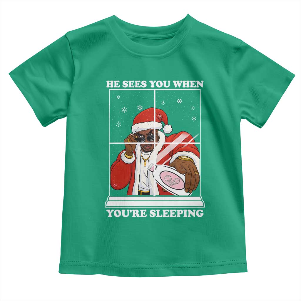 Funny Christmas Diddy Toddler T Shirt He Sees You When Youre Sleeping Dirty Ugly Xmas TS10 Irish Green Print Your Wear