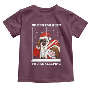 Funny Christmas Diddy Toddler T Shirt He Sees You When Youre Sleeping Dirty Ugly Xmas TS10 Maroon Print Your Wear