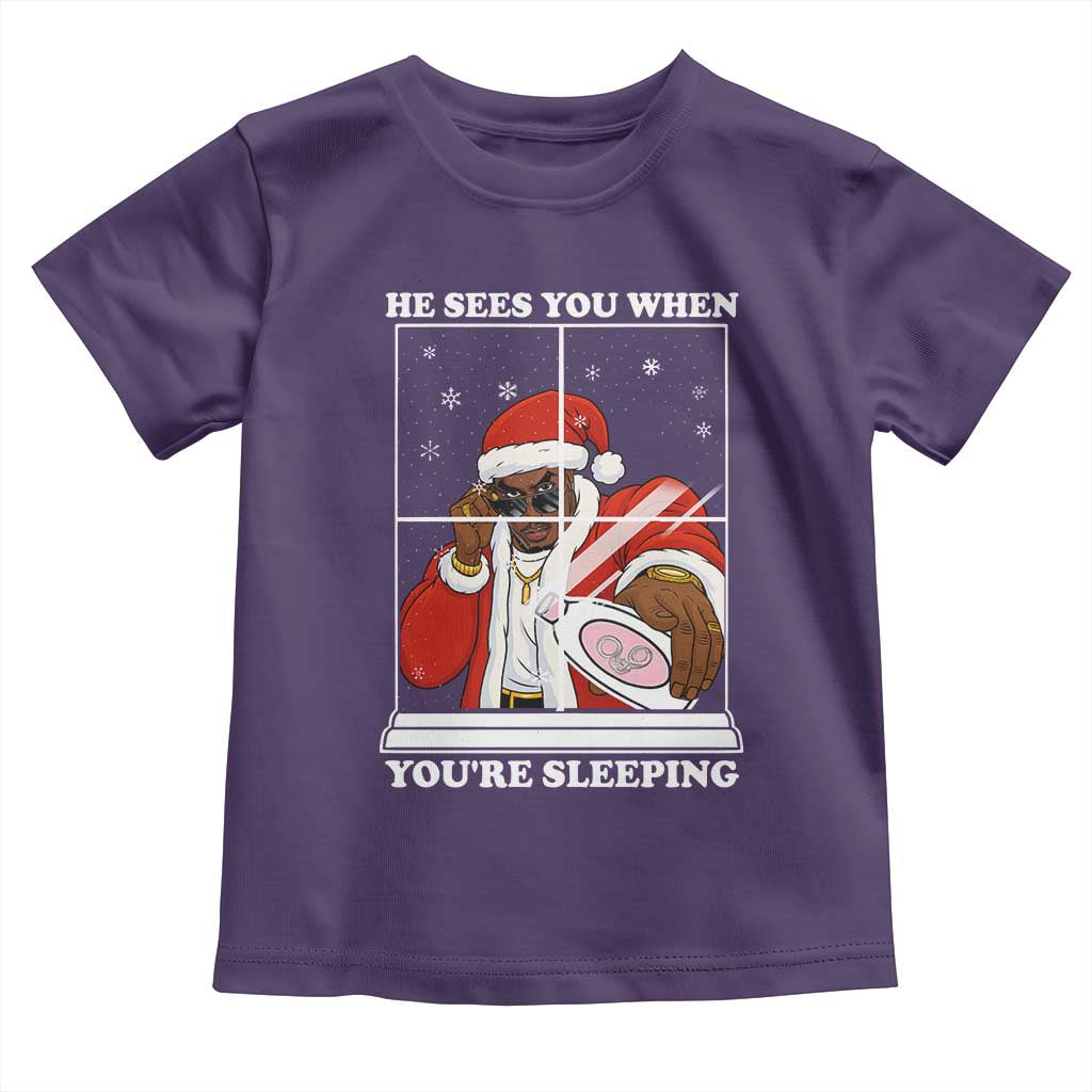 Funny Christmas Diddy Toddler T Shirt He Sees You When Youre Sleeping Dirty Ugly Xmas TS10 Purple Print Your Wear