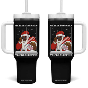 Funny Christmas Diddy Tumbler With Handle He Sees You When Youre Sleeping Dirty Ugly Xmas TS10 One Size: 40 oz Black Print Your Wear
