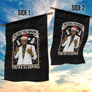 Funny Christmas Diddy Garden Flag He Sees You When Youre Sleeping Dirty Xmas Lights TS10 Print Your Wear