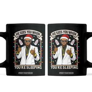 Funny Christmas Diddy Coffee Mug He Sees You When Youre Sleeping Dirty Xmas Lights TS10 Black Print Your Wear