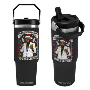 Funny Christmas Diddy Flip Straw Tumbler He Sees You When Youre Sleeping Dirty Xmas Lights TS10 One Size: 30 oz Black Print Your Wear
