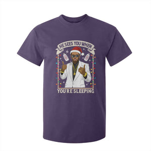 Funny Christmas Diddy T Shirt For Kid He Sees You When Youre Sleeping Dirty Xmas Lights TS10 Purple Print Your Wear