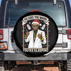 Funny Christmas Diddy Spare Tire Cover He Sees You When Youre Sleeping Dirty Xmas Lights TS10 No hole Black Print Your Wear