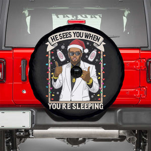 Funny Christmas Diddy Spare Tire Cover He Sees You When Youre Sleeping Dirty Xmas Lights TS10 Black Print Your Wear