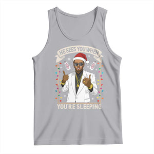 Funny Christmas Diddy Tank Top He Sees You When Youre Sleeping Dirty Xmas Lights TS10 Athletic Heather Print Your Wear