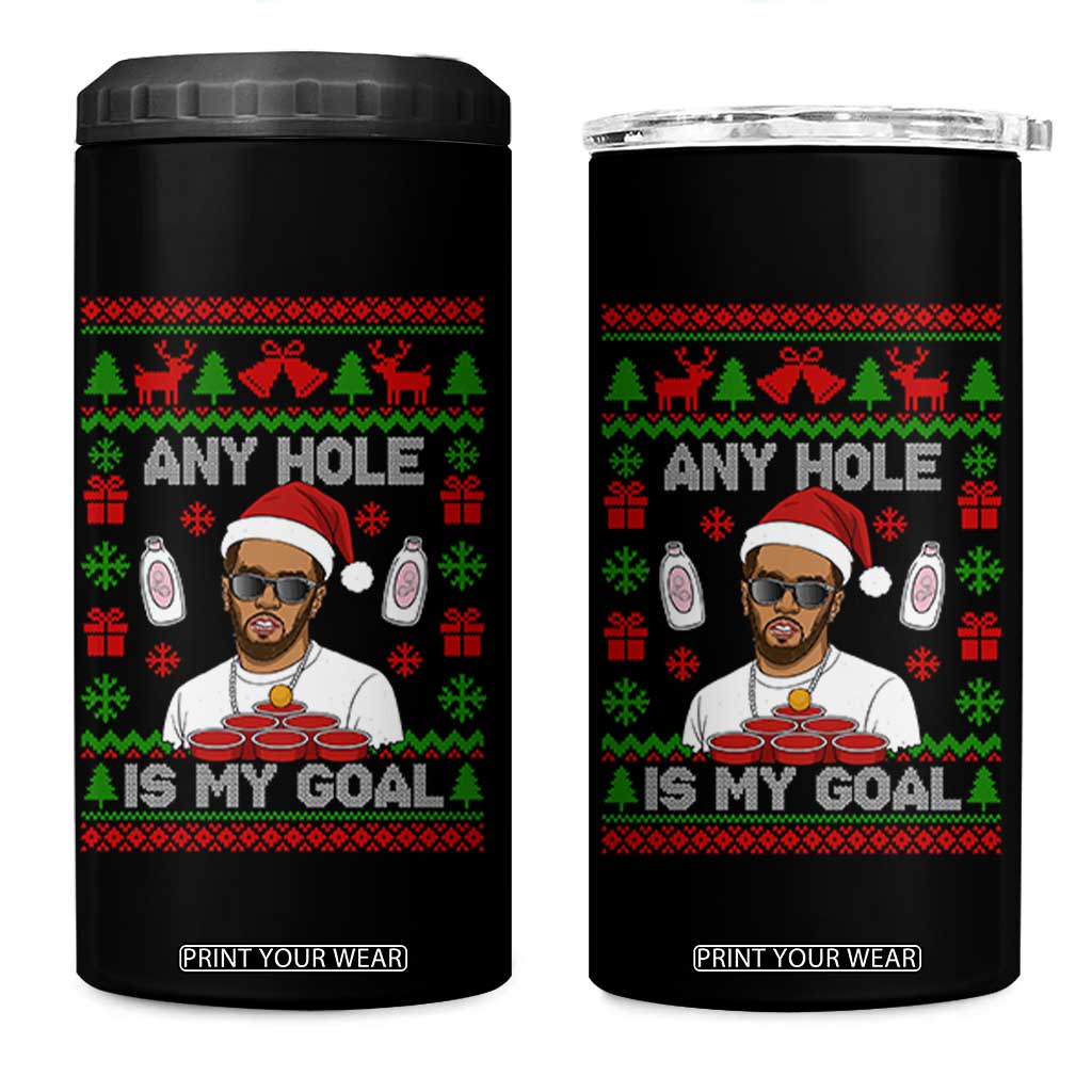 Funny Christmas Diddy 4 in 1 Can Cooler Tumbler Embarrassing Any Hole is My Goal Dirty Ugly Xmas TS10 One Size: 16 oz Black Print Your Wear