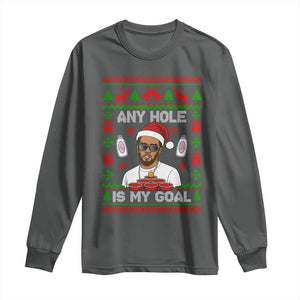 Funny Christmas Diddy Long Sleeve Shirt Embarrassing Any Hole is My Goal Dirty Ugly Xmas TS10 Dark Heather Print Your Wear