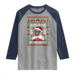 Funny Christmas Diddy Raglan Shirt Embarrassing Any Hole is My Goal Dirty Ugly Xmas TS10 Sport Gray Navy Print Your Wear