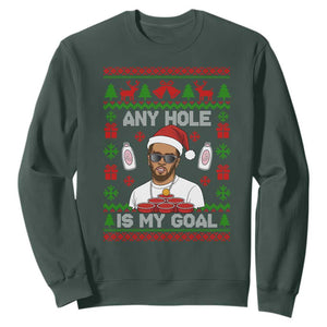 Funny Christmas Diddy Sweatshirt Embarrassing Any Hole is My Goal Dirty Ugly Xmas TS10 Dark Forest Green Print Your Wear