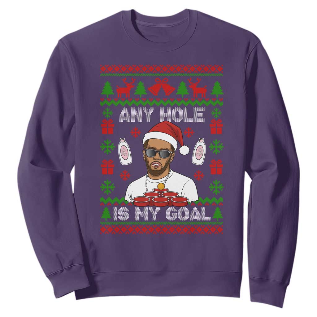 Funny Christmas Diddy Sweatshirt Embarrassing Any Hole is My Goal Dirty Ugly Xmas TS10 Purple Print Your Wear