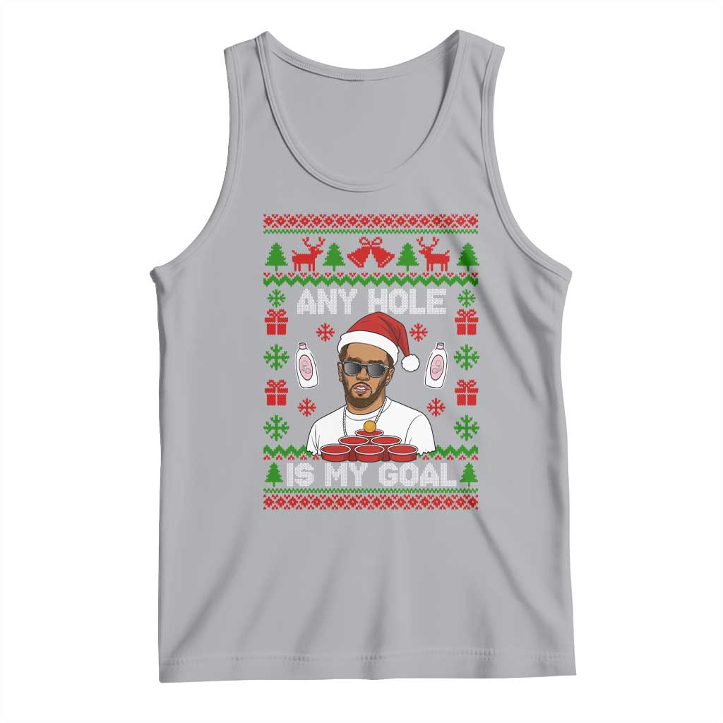 Funny Christmas Diddy Tank Top Embarrassing Any Hole is My Goal Dirty Ugly Xmas - Print Your Wear