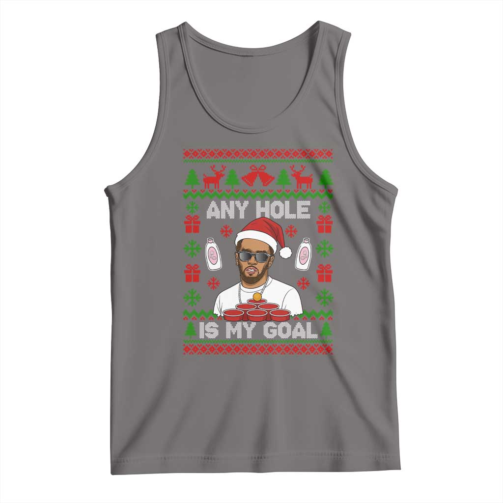 Funny Christmas Diddy Tank Top Embarrassing Any Hole is My Goal Dirty Ugly Xmas - Print Your Wear