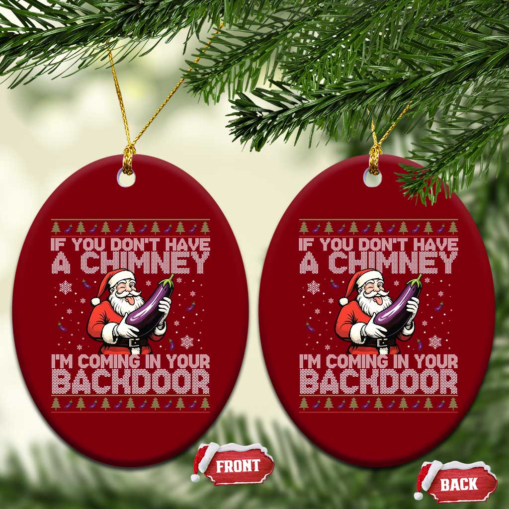 Funny Inappropriate Christmas Ceramic Ornament Santa If You Dont Have A Chimney Im Coming In Your Backdoor TS10 Print Your Wear