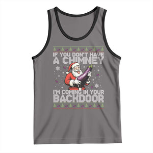 Funny Inappropriate Christmas Tank Top Santa If You Dont Have A Chimney Im Coming In Your Backdoor TS10 Deep Heather Black Print Your Wear
